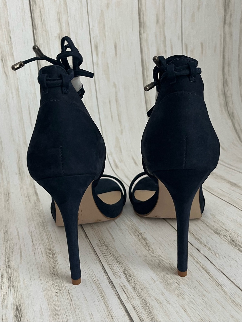 Gianni Bini Navy Suede Lace-Up Stiletto Sandal - Picture 6 of 10